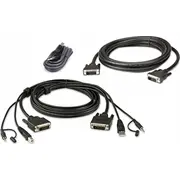 Slēdzis Aten 2L-7D02Udx3 Kvm kabeļu komplekts, Usb Dvi-D Dual-Link dubultā displeja drošs Kvm, 1.8M  60692K 4719264647109