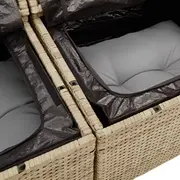 vidaXL 4 daļu dārza dīvānu komplekts ar spilveniem Beige Polirattan Akācija  3356730 8721288370013