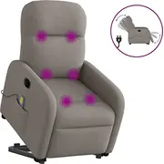 vidaXL Elektriska masāžas krēsls ar pacelšanas funkciju, izvelkams, taupe krāsā  3303009 8721102959912