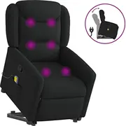 vidaXL Pacelams masāžas krēsls, izvelkams, Black, apvilkts ar audumu  3303206 8721102961885