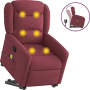 vidaXL paceļams masāžas krēsls, izvelkams, Burgundy, apvilkts ar audumu  3303207 8721102961892