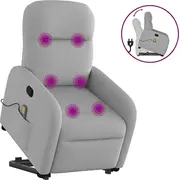 vidaXL paceļams masāžas krēsls, izvelkams, Grey, audums  3302991 8721102959738
