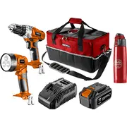 Komplekts elektroinstrumentu Graphite komplekts instrumentu ar akumulatoru, 04-600-M4K, urbjmašīna/lukturis/baterija/lādētājs/termo pudele/soma, 18V, 6 elementi, Neo Tools  04-600-M4K 5907558462500