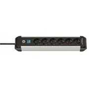 Brennenstuhl Premium-Alu-Line Steckdosenleiste 6-Fach Black/Silber, 3 Meter, mit Sicherheitsschalter  1391030600 4007123677382