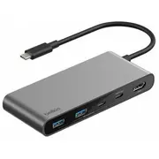 Hub Usb Belkin Connect 7-In-1 Usb-C Z Podwójnymi Portami Srebrny  Avc023Hqsgy 0745883924349