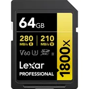 Lexar Sdxc 64Gb Professional 1800X Uhs-Ii U3 180/270 Mb/S  Lsd1800064G-Bnnng 843367124497 Rf-Sd-Lxe-072