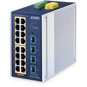 Planet ndustrial L2 16-Port 10/100/1000T 802.3At Poe  4-Port 10G Sfp Managed Ethernet Switch Zarządzany Gigabit 10/100/1000 Obsługa Aluminium, Blue Igs-4215-16P4X 4711605288637