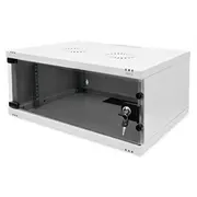 Szafa sieciowa wisząca 19 4U, Soho 241 x 540 400 mm, nośność 60Kg, drzwi szyba, niezłożona, Szara  Dn-38010 4016032493013 Nuassr000000074