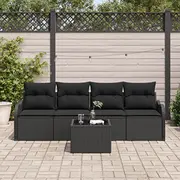 vidaXL 5 daļu dārza dīvānu komplekts ar spilveniem Black polirattans  3354242 8721288345134