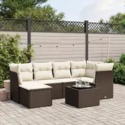 vidaXL 7 daļu dārza atpūtas mēbeļu komplekts ar spilveniem, brown  3263189 8721102502842