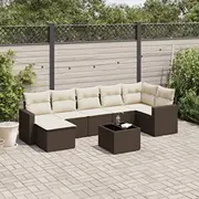 vidaXL 8 daļu dārza atpūtas mēbeļu komplekts ar spilveniem, brown  3219283 8721012978843