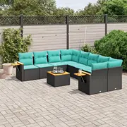 vidaXL 9 daļu dārza atpūtas mēbeļu komplekts ar spilveniem, Black  3226666 8721012836327