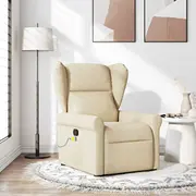 vidaXL Saliekams masāžas krēsls, cream, ar auduma apdari  4015674 8721158336804