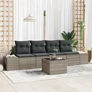 vidaXL 5 daļu dārza dīvānu komplekts ar spilveniem Grey poliratans  3355598 8721288358691
