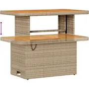 vidaXL 10 daļu dīvānu komplekts ar spilveniem Beige poliratāns akācija, divvietīgs dārza dīvāns uzglabāšanu un poliratāns, 3 ēdamistabas akācija  3364831 8721288449504