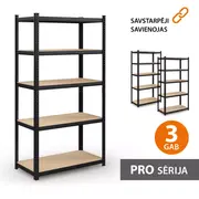 Noliktavas plaukts 180X90X40 Pro Melnā krāsā 3 gab.