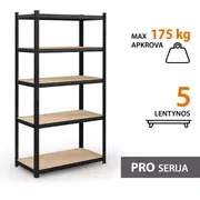 Noliktavas plaukts 180X90X40 Pro Melnā krāsā