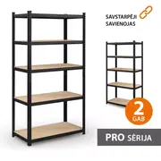Noliktavas plaukts 180X90X40 Pro Melnā krāsā 2 gab.