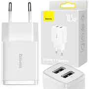 Baseus Kompaktais Lādētājs 2 x Usb / 10,5W  Ccxj010202 6932172606916