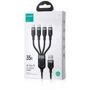 Joyroom 4-In-1 Usb - Lightning/ Type-C/ Micro kabelis Multi-Color sērija A18, 3.5A, 1.2M, Black S-1T4018A18C  Jr-S-1T4018A18C-Blk 6956116709006