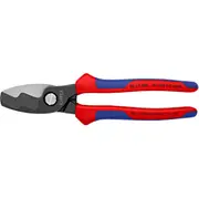 Knipex Kabelschere mit Doppelschneide 95 12 200  Rot/Blau, Länge 200Mm, für Cu- und Al-Kabel 4003773047834
