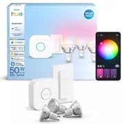 Philips Hue Essential sākuma komplekts Spotlight  Bridge pilnkrāsu Gu10 3 gab. White - Viedā apgaismojuma 929004235707 8721103103710