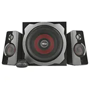 Trust Gaming Gxt 38 2.1 Lautsprechersystem mit Subwoofer, Black/Rot  19023 8713439190236