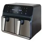 Unold Heißluftfritteuse Doppelkammer Twin Zone Black/Edelstahl, 1.700 Watt, 2 Körbe je 4 Liter  58685 4011689586859 156234