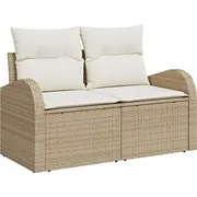 vidaXL 4 daļu dārza dīvānu komplekts ar spilveniem Beige Pe rattan  3354690 8721288349613