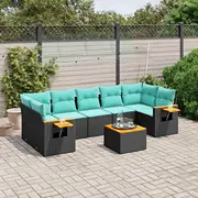 vidaXL 8 daļu dārza atpūtas mēbeļu komplekts ar spilveniem, Black  3226652 8721012836181