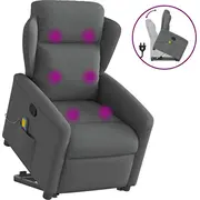 vidaXL paceļams masāžas krēsls, izvelkams, dark grey, audums  3303145 8721102961274