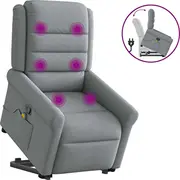 vidaXL Pacelams masāžas krēsls, izvelkams, Light grey, audums  3303324 8721102963063