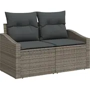 vidaXL Dārza dīvānu komplekts 6 daļas ar spilveniem Grey polirattans  3346829 8721158964151