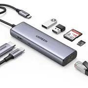 Viedierīce Ugreen  Usb-C to 2Usb3.0HdmiRj 45SdTf Pd port Hub 90568 6957303895687