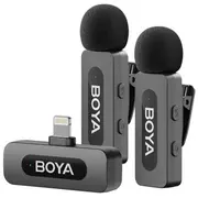 Boya Bezvadu mikrofons By-V2 V2.0 2.4Ghz ar 2 raidītājiem un 1 uztvērēju Lightning Black Eu  By-V2-V2.0 6977490710280