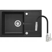 Deante Zrdg2113 Set zlew granitowy zrd 2113 grafit  z giętą wylewką boc b740 stal-cza osprzęt space-saver nero 5907650884378