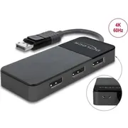 Delock Displayport Splitter 1.4 1X  3X Black, 30Cm 87737 4043619877379