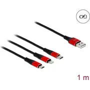 Delock Usb Ladekabel 3 in 1 Typ-A zu Lightning / Micro Type-C m  85892 4043619858927