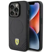 Ferrari Carbon Metal Logo Magsafe Back Case Aizsargapvalks Priekš Apple iPhone 15 Pro  Fehmp15Lptek 3666339171087