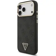 Guess Pu Leather 4G Strass Triangle Logo Gold Frame Magsafe Case Aizsargapvalks priekš iPhone 17 Pro Max  Guhmp17Xp4Gtdgmk 3666339520984
