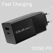 Ładowarka Gan Power Pro  1Xusb-C 1Xusb 100W 5-20V 1.5-5A Pd Czarna 52382 5901878523828 Azqolul00052382