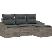 vidaXL 4 daļu dārza dīvānu komplekts ar spilveniem Grey rattan  3346669 8721158962553