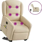 vidaXL elektriska masāžas krēsls ar pacelšanas funkciju, izvelkams, Cream  3303232 8721102962141