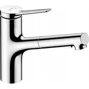 Virtuves jaucējkrāns Hansgrohe Zesis M33 ar vienu sviru Kitch.mix.150 2Jet izvelkams izsmidzinātājs  74800000 4059625339749