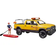 Bruder Ram 2500 Power Wagon Life Guard Yellow/Black, iekļauts figūra, stāvēšanas airēšanas dēlis un gaismas skaņas modulis  02506 4001702025069