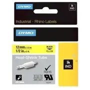 Dymo Rhino Ind Original Heißschrumpfschlauch 12Mm x 1,5M, Black auf gelb, Etiketten- Schrumpfschlauch Für Durchmesser 2,97-5,13 mm, 18056  0071701180568
