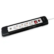 Equip 245553 4Fach Verteiler mit Schalter und 2Fach Usb-Lader, Mehrfachsteckdose Schuko  4015867222058
