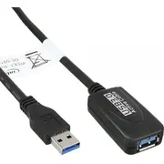 Inline Usb-A 3.2 Gen.1 pagarinājums, uz Usb-A, Black - 5M  Zuus-566 4043718153763 35650