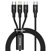 Kabelis Baseus  Rapid Series 3-In-1 cable Usb-C For MLT 20W 1.5M Black Camlt-Sc01 6953156204294