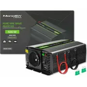 Qoltec Sprieguma pārveidotājs Monolith  300W 600W 12V uz 230V Tīrs sinuss 51932 5901878519326 20864224125